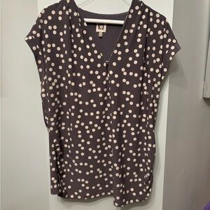 Anne Klein Black and Cream Polka Dot Blouse